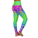 Vibrant High Waisted Yoga Leggings - Colorful Leopard Print