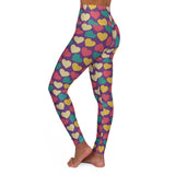 Colorful Heart Pattern High Waisted Yoga Leggings
