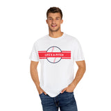 Life's a Pitch Unisex Garment-Dyed T-shirt | Casual Baseball Tee for Sports Lovers