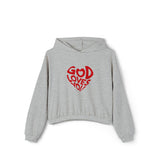 God Loves You Women's Cinched Bottom Hoodie
