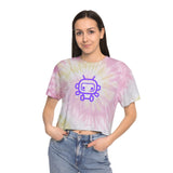 Trendy Women’s Tie-Dye Crop Tee with Cute Robot Design