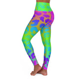 Vibrant High Waisted Yoga Leggings - Colorful Leopard Print