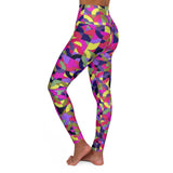 Vibrant High Waisted Yoga Leggings - Multicolored Abstract