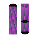 Trendy Cushioned Crew Socks with Vibrant Purple Design