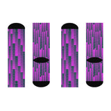 Trendy Cushioned Crew Socks with Vibrant Purple Design