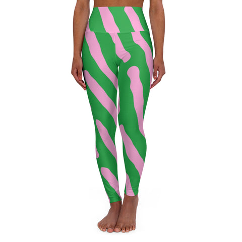Vibrant Striped High Waisted Yoga Leggings - Comfortable Activewear