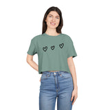 Women's Crop Tee with Heart Design - Casual Love Vibe for Everyday Wear