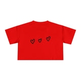 Women's Crop Tee with Heart Design - Casual Love Vibe for Everyday Wear
