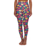 Colorful Heart Pattern High Waisted Yoga Leggings