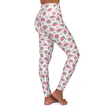 Strawberry Floral High Waisted Yoga Leggings - Comfortable Activewear